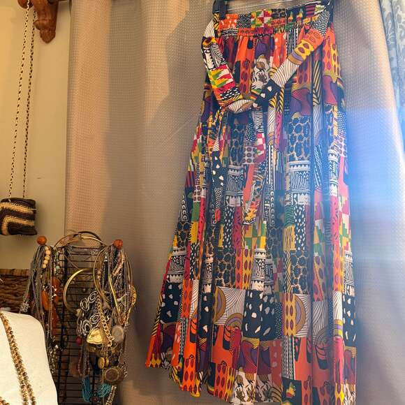 Vibrant African Print Culottes, Patchwork Kente & Dashiki Style, Sz Xl-1x - Picture 8 of 9